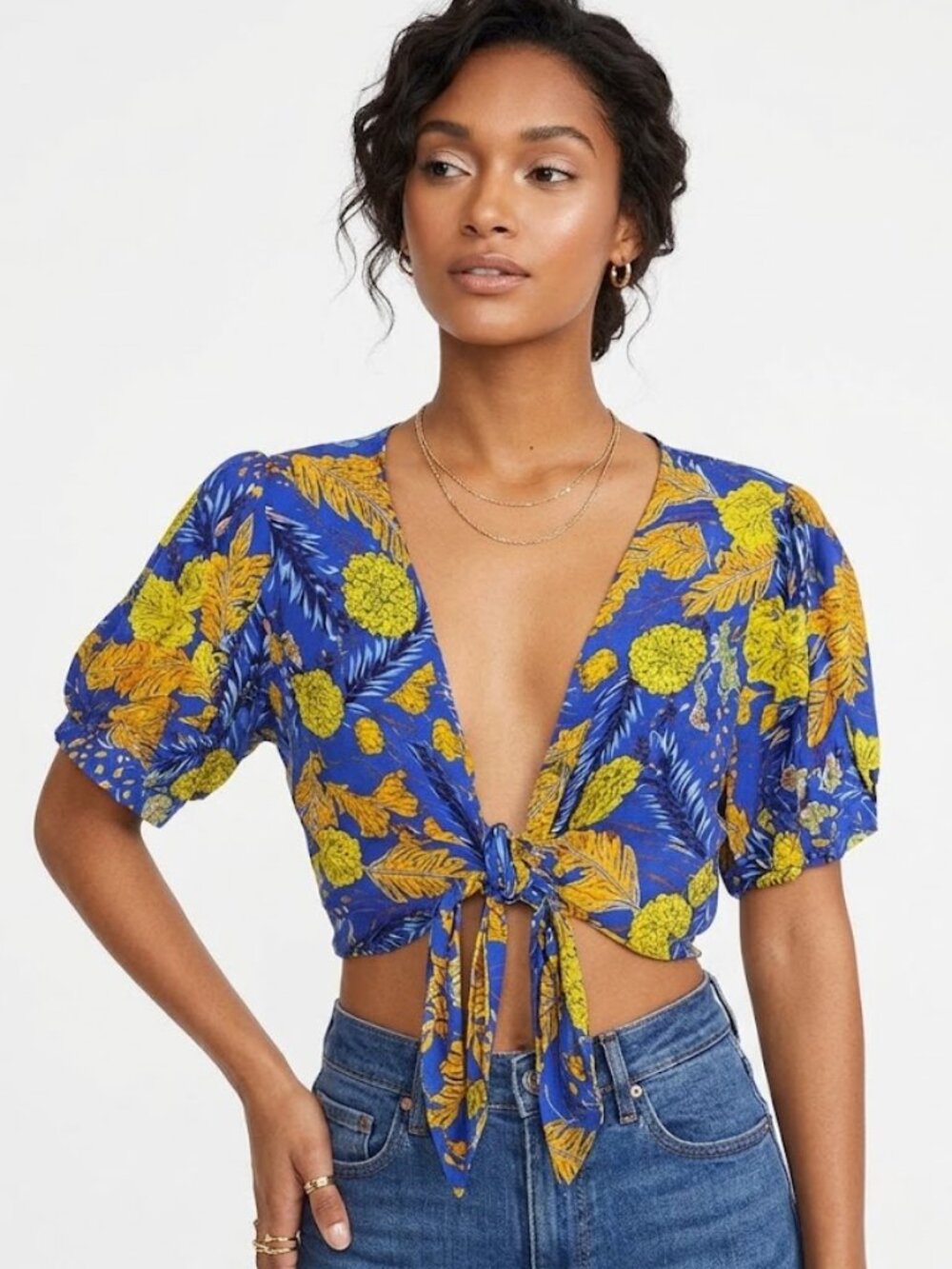XIX Palms Honolulu Floral Wrap Blouse Size Small